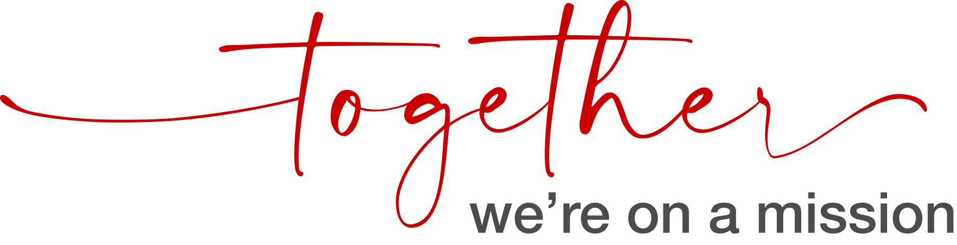 Together mission red script headline