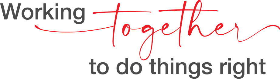 Together red script headline